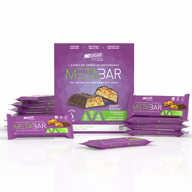 No Sugar Company No Sugar METABAR Chocolate Peanut Crunch - 12 bars, 40g (1.41oz) per Bar